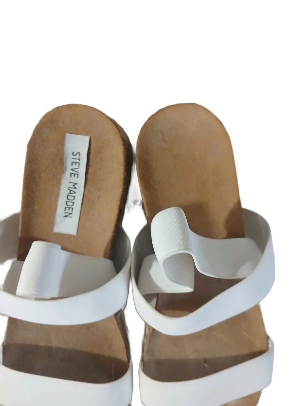 Steve Madden White Espadrille Platform Sandals Size 8.5